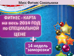 Фитнес-карта на весь 2014 год по специальной цене + 14 недель «заморозки» в клубе «Мисс Фитнес» Сокольники!